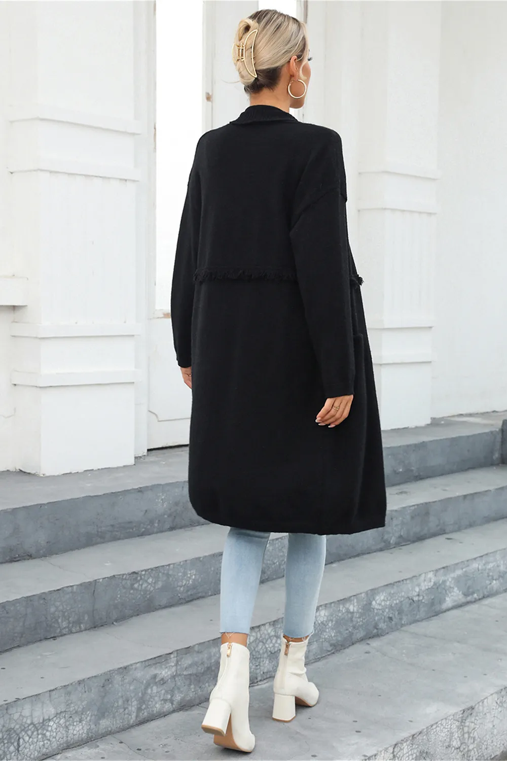 Open Front Pocketed Cardigan, image 12