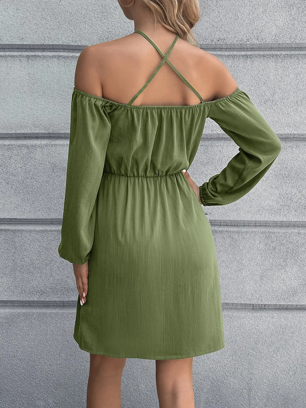 Cold-Shoulder Crisscross Mini Dress, image 9
