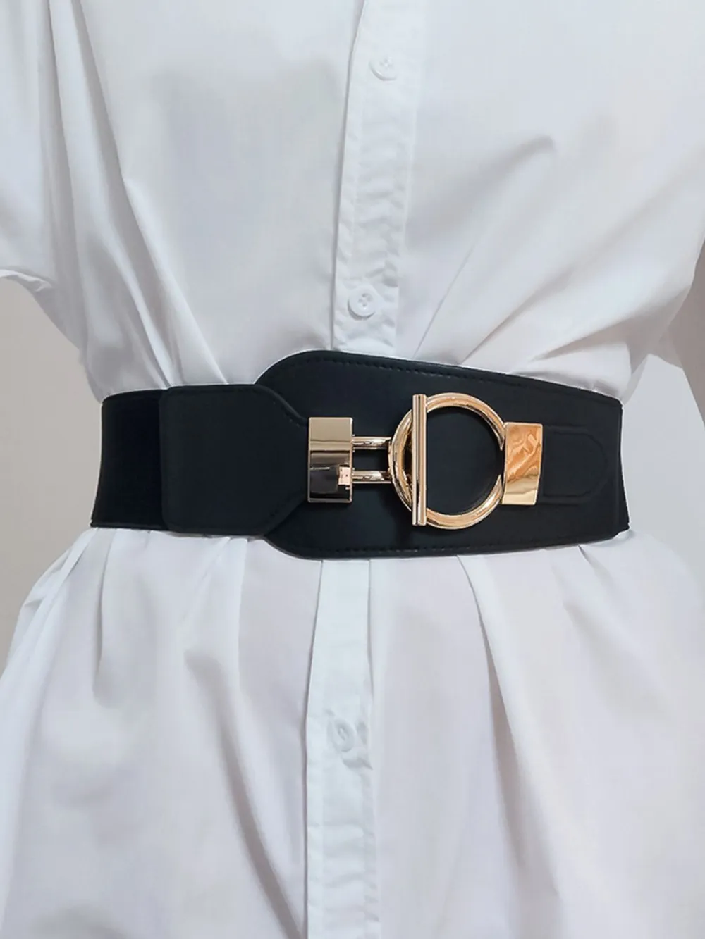 PU Elastic Wide Belt with Alloy Buckle, image 26