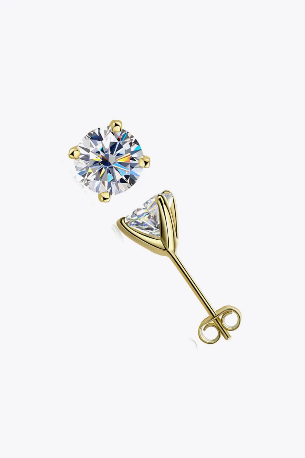 925 Sterling Silver 1 Carat Moissanite 4-Prong Stud Earrings, image 5