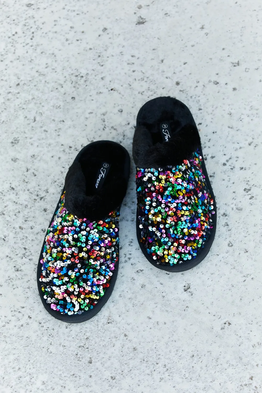 Multicolored Sequin Faux Fur Slipper, image 5