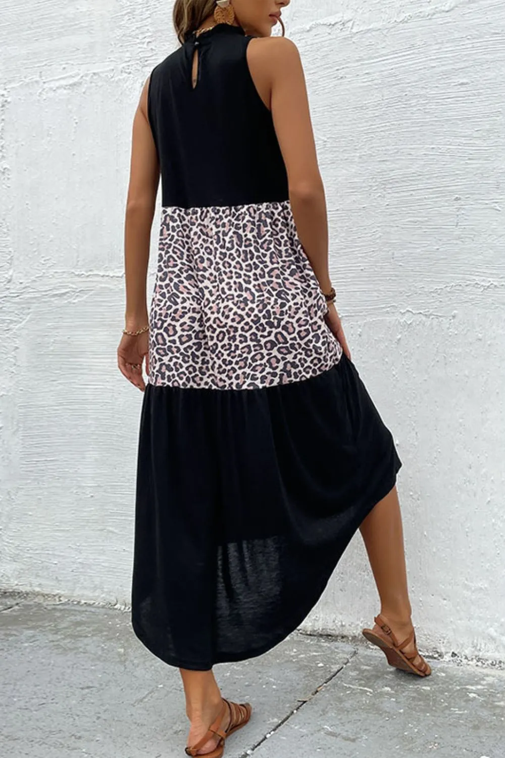 Leopard Contrast Sleeveless Maxi Dress, image 3