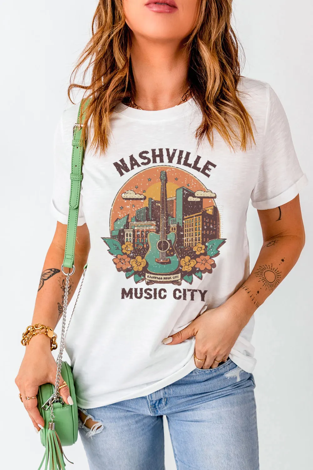 NASHVILLE MUSIC CITY Graphic Round Neck Tee, image 3