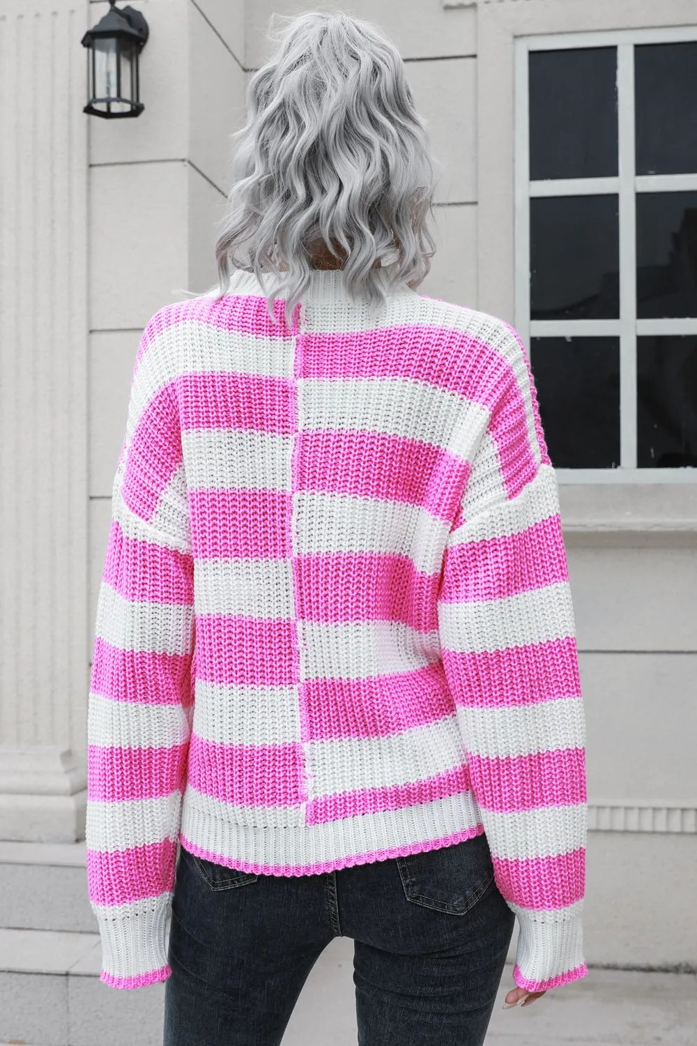 Color Block Dropped Shoulder Sweater, image 3