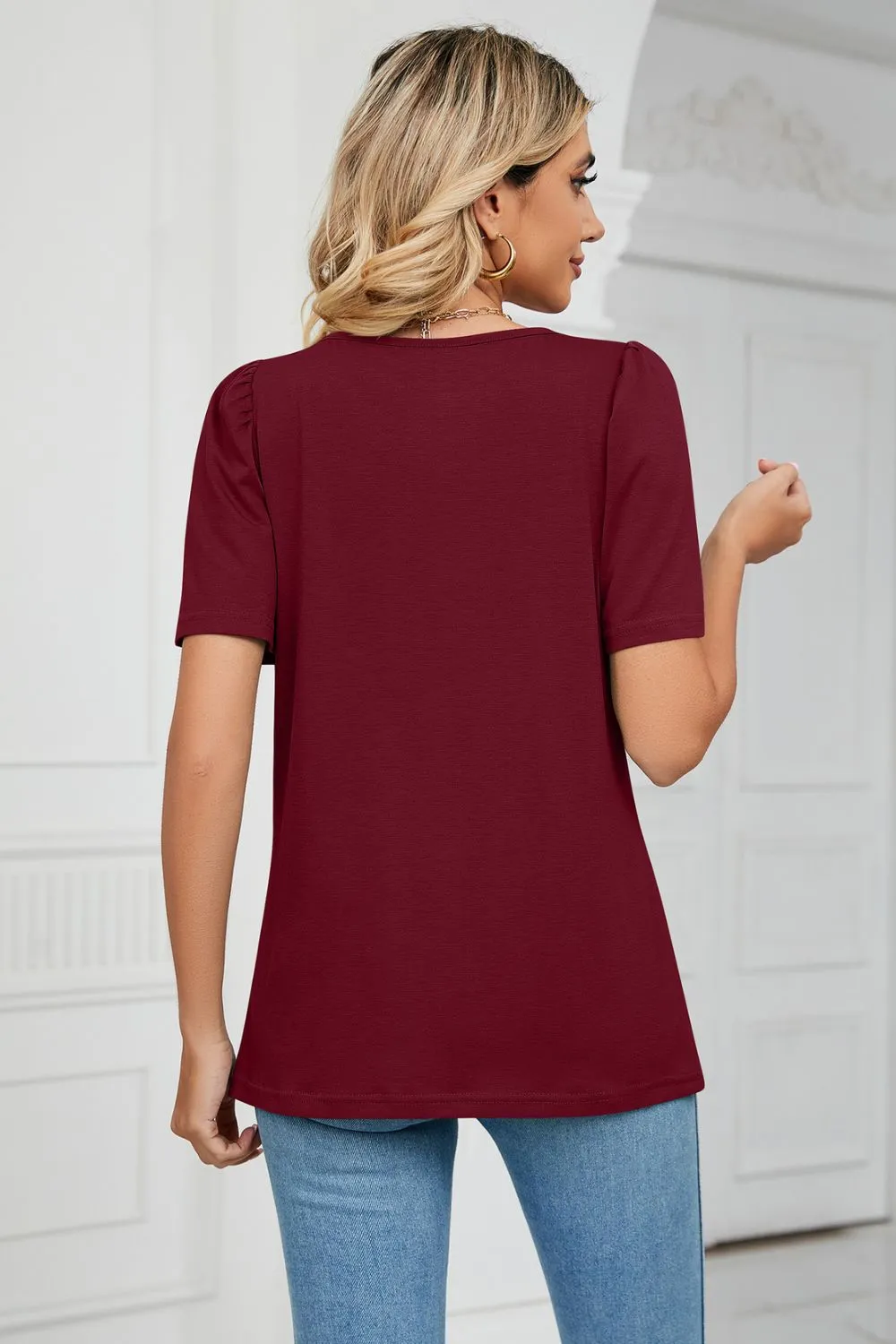 Square Neck Puff Sleeve T-Shirt, image 10