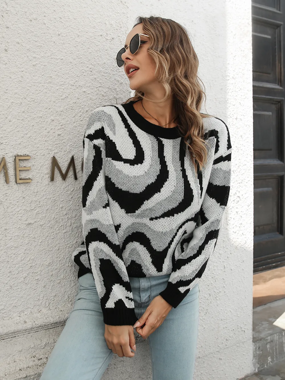 Round Neck Dropped Shoulder Sweater, image 8