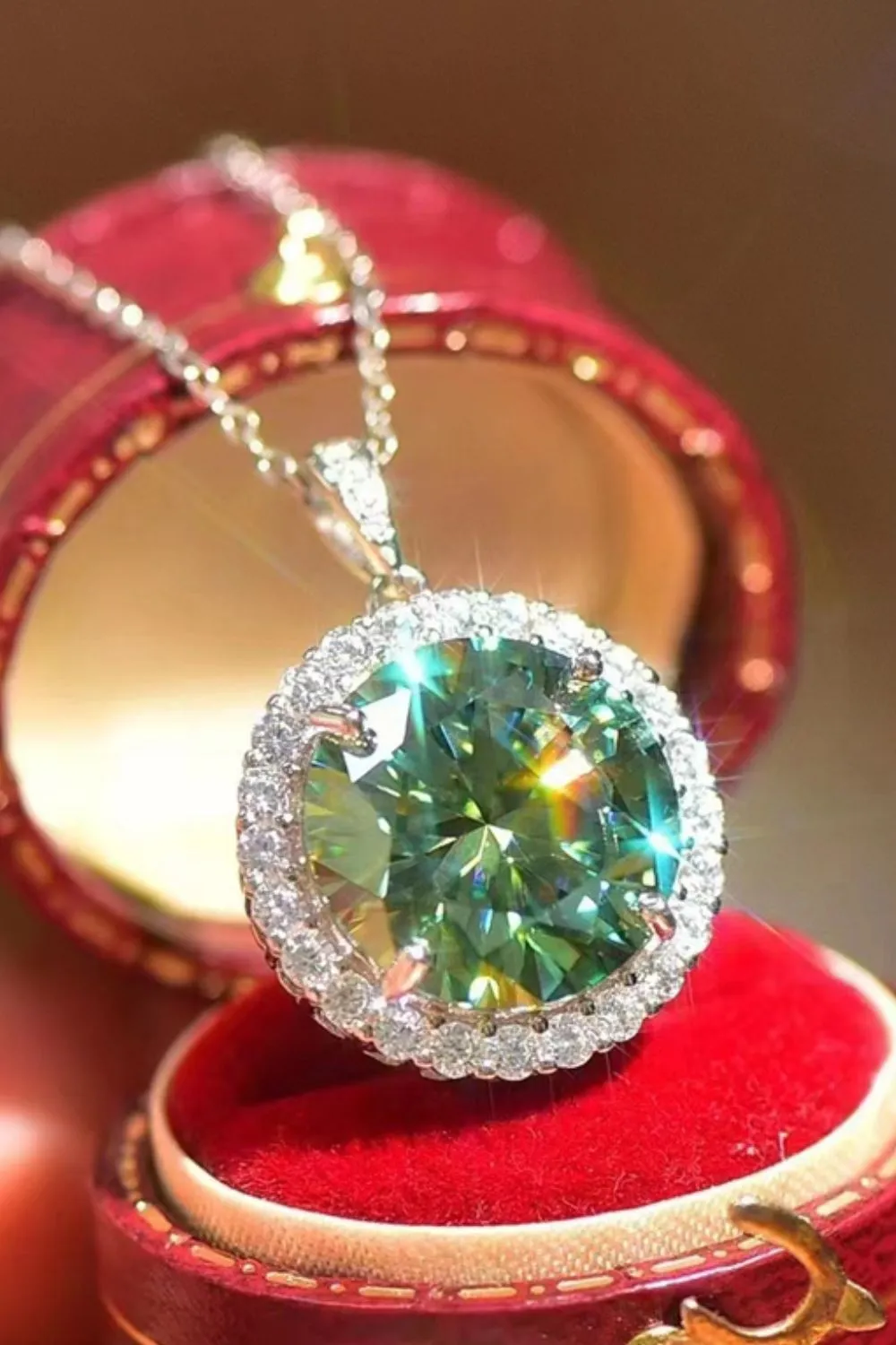 10 Carat Moissanite Pendant Platinum-Plated Necklace, image 5