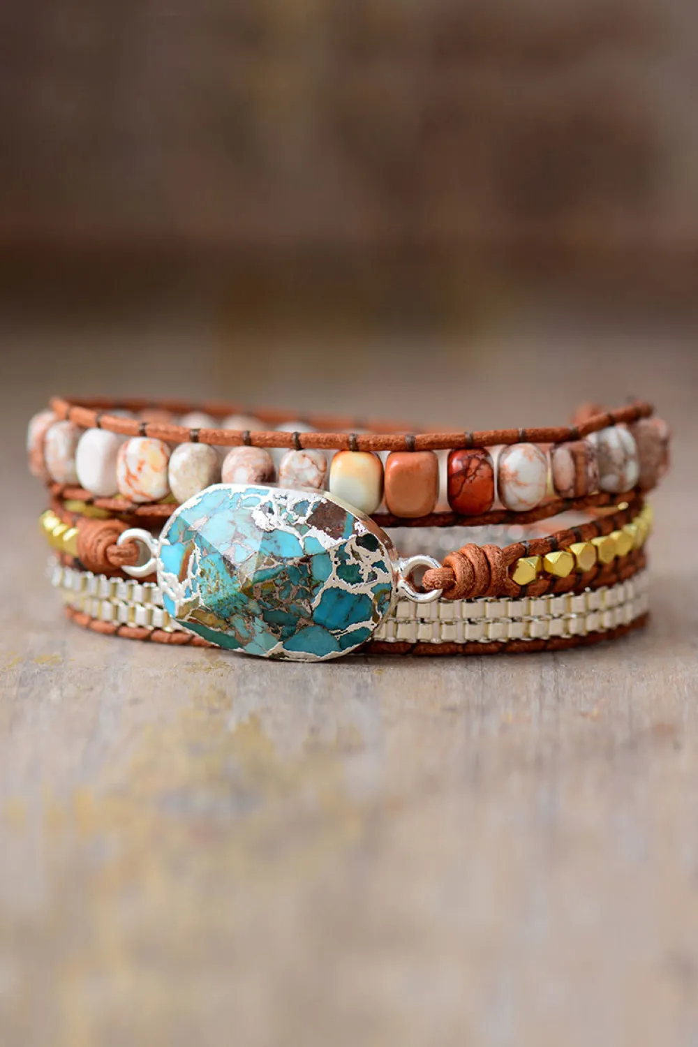 Handmade Natural Stone Copper Bracelet, image 7