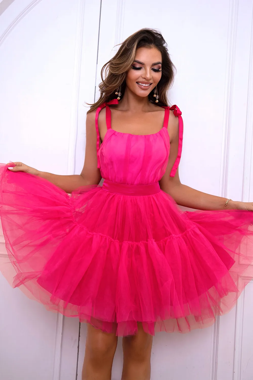 Tie-Shoulder Mesh Dress, image 7
