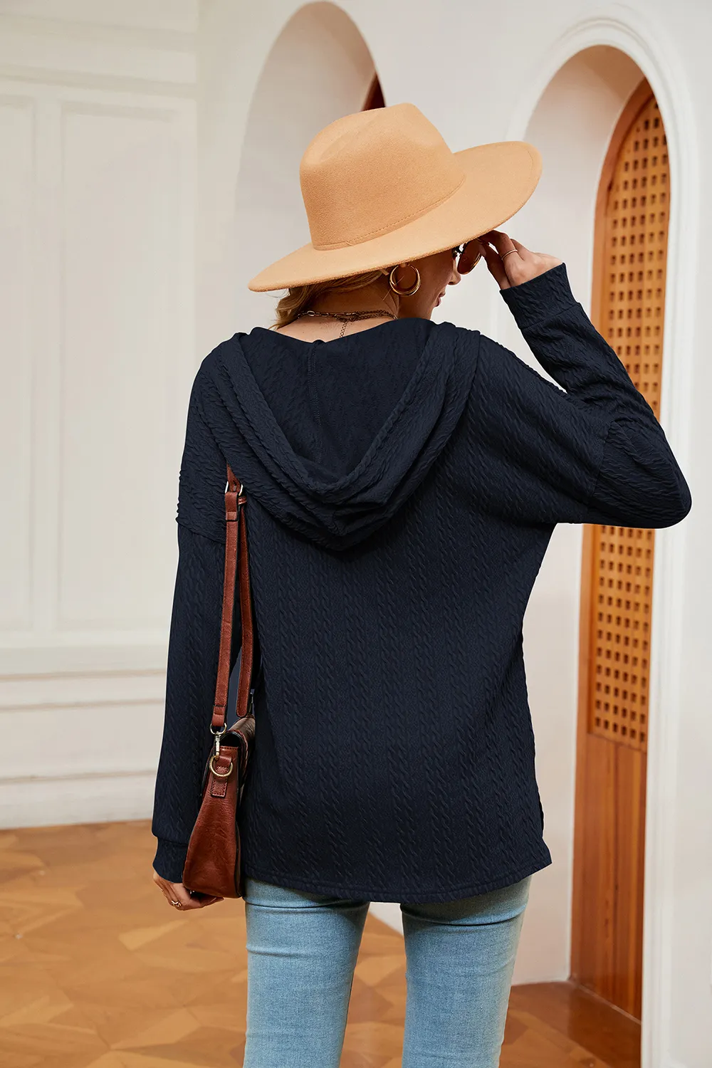 Half-Button Dropped Shoulder Hoodie, image 9