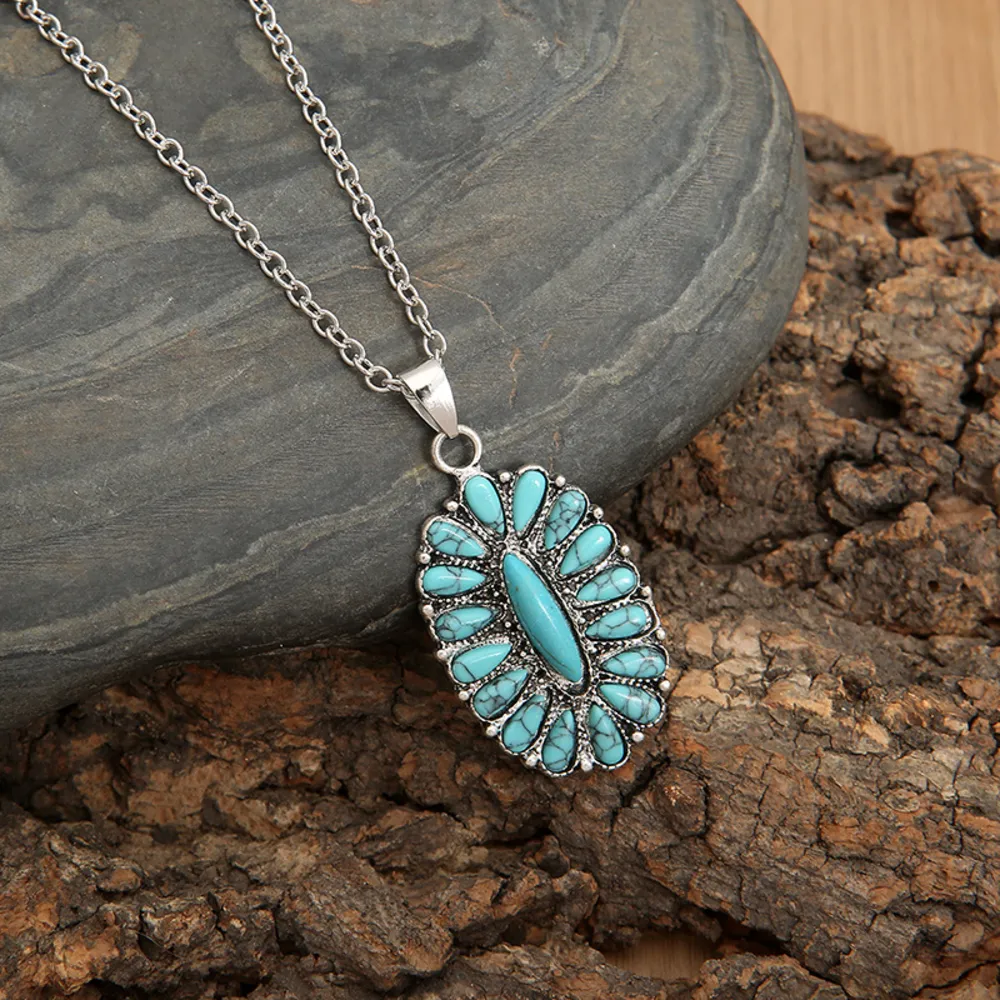 Artificial Turquoise Pendant Alloy Necklace, image 2