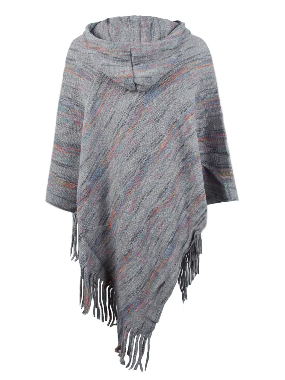 Fringe Hem Hooded Poncho, image 12