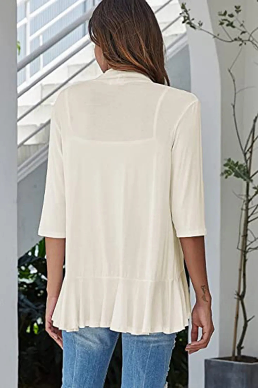 Open Front Ruffle Trim Cardigan, image 19