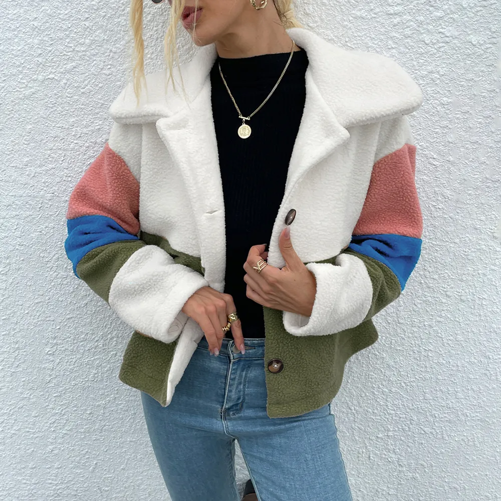 Color Block Button Down Collared Jacket, image 12
