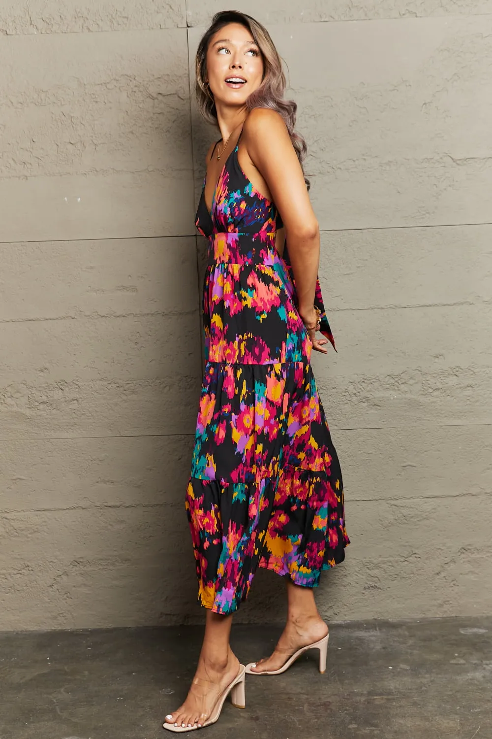 Cutout Spaghetti Strap Tiered Dress, image 3