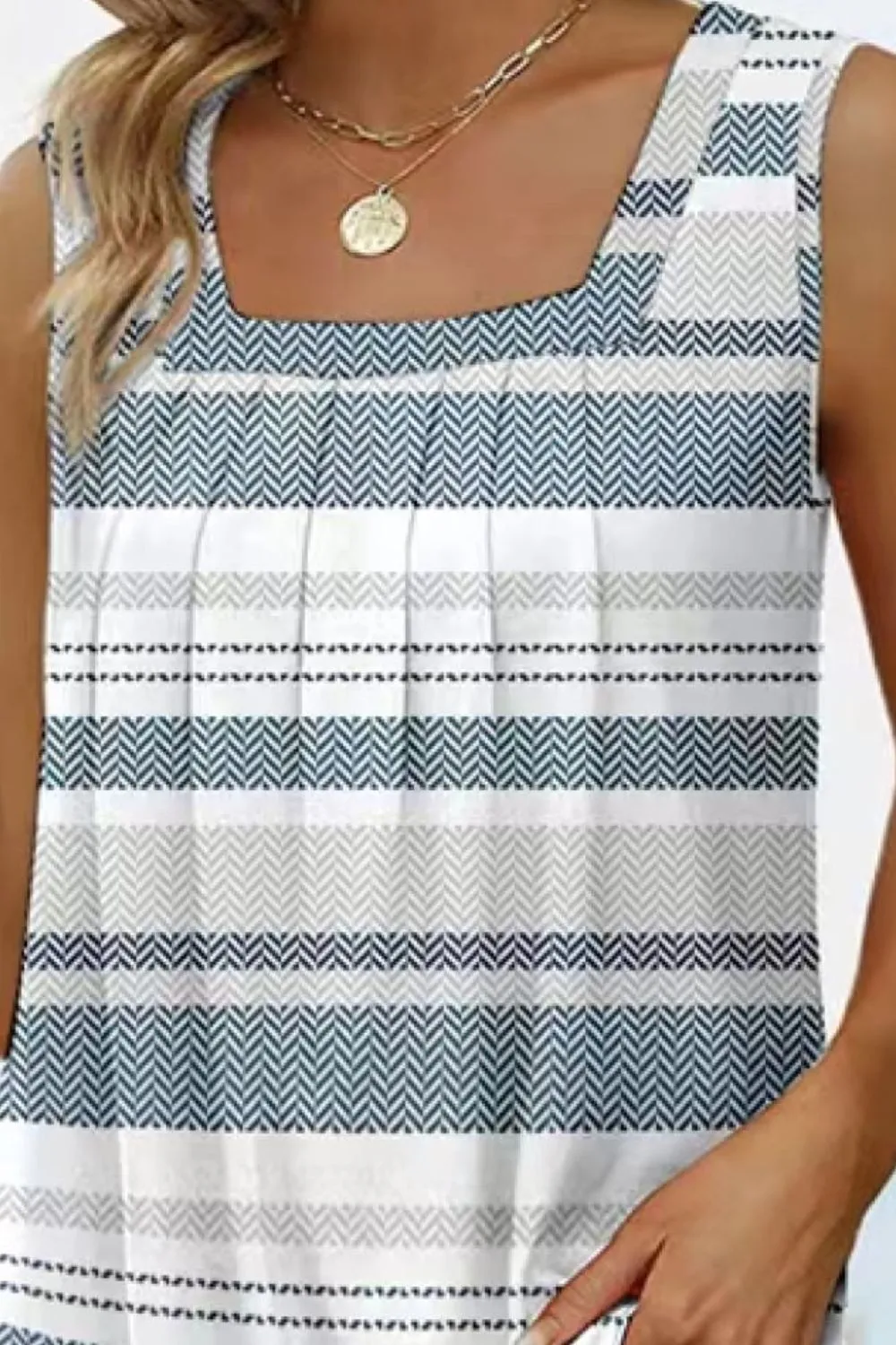 Printed Square Neck Curved Hem Tank, image 22