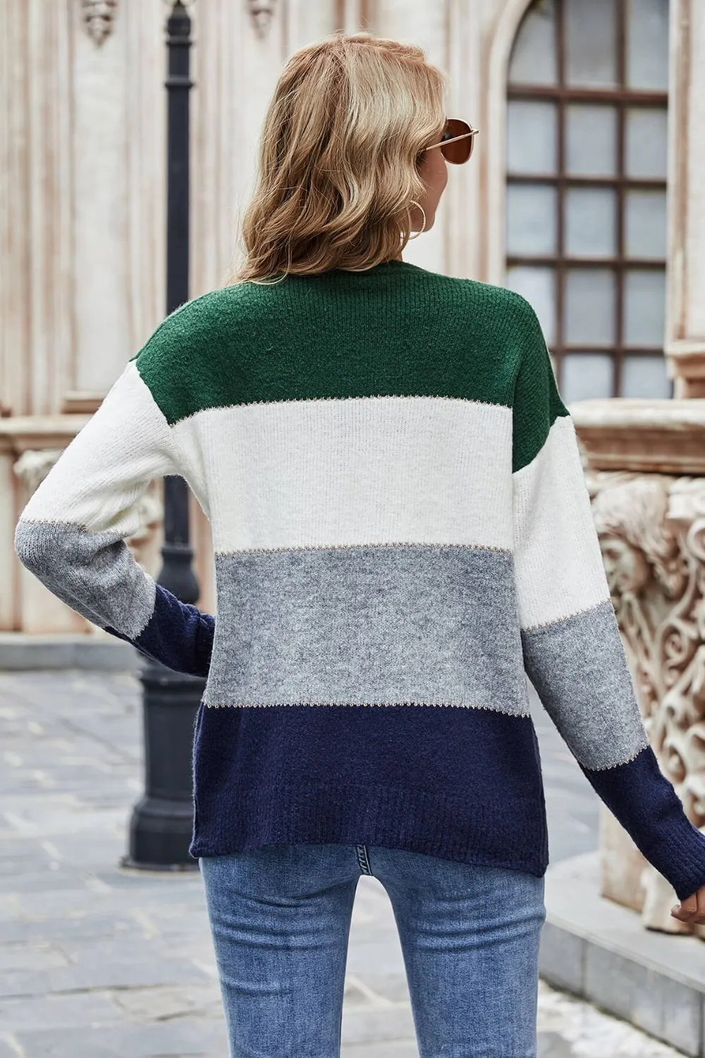 Color Block V-Neck Button Down Cardigan, image 17