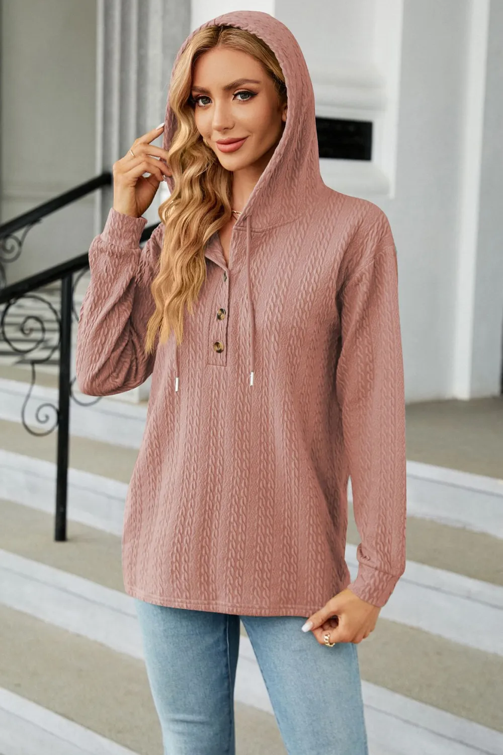 Cable-Knit Long Sleeve Hoodie, image 15