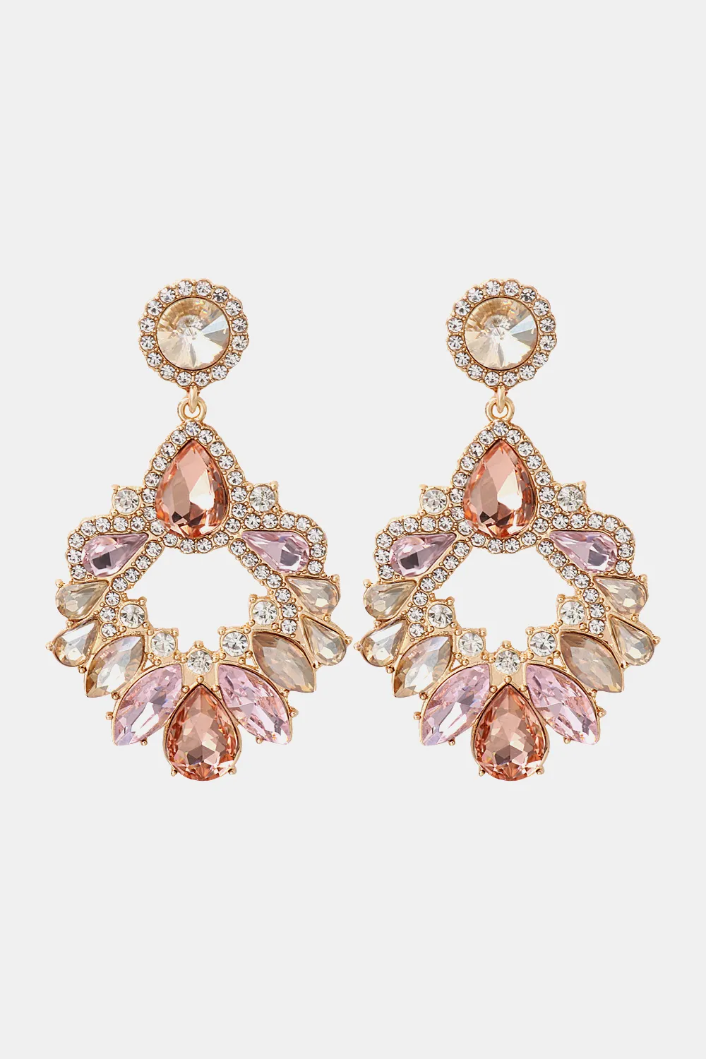 Zinc Alloy Frame Glass Stone Dangle Earrings, image 9