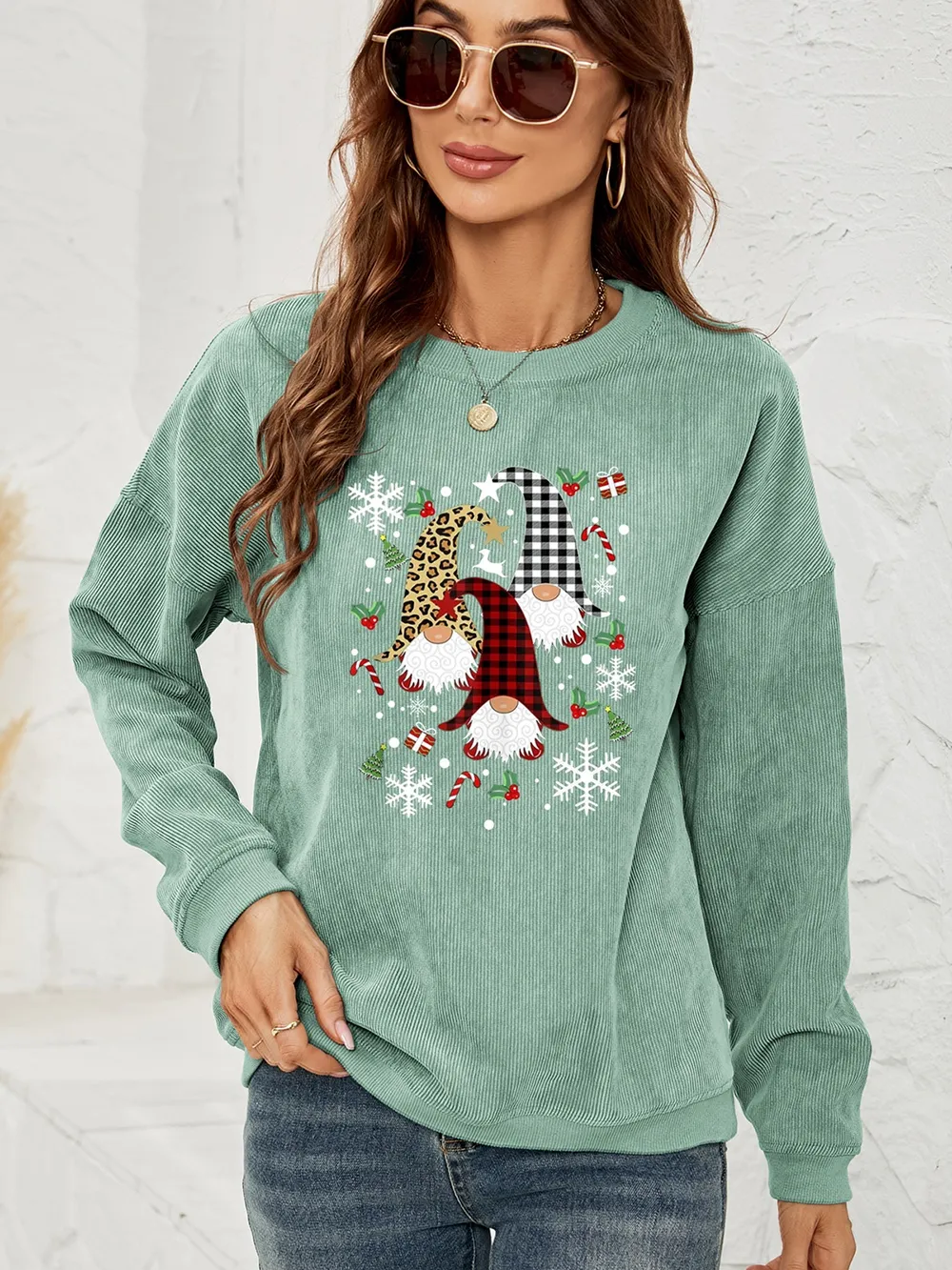 Faceless Gnome Graphic Drop Shoulder Sweatshirt, image 10