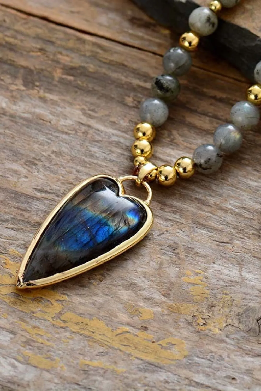 Natural Stone Pendant Beaded Necklace, image 4