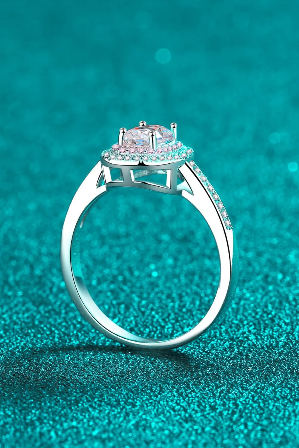 1 Carat Moissanite 925 Sterling Silver Halo Ring, image 5