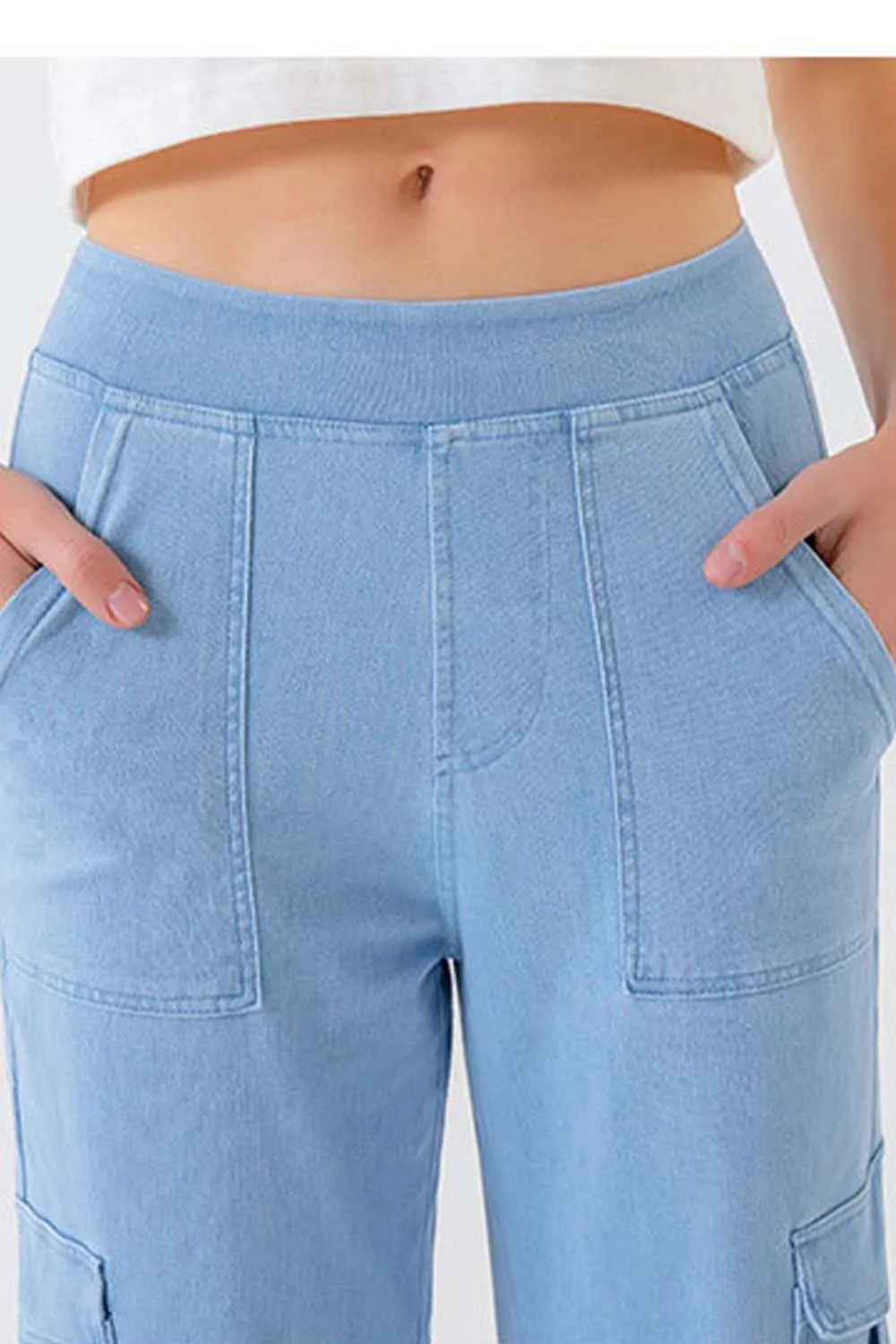 Buttoned Pocketed Long Jeans, image 8