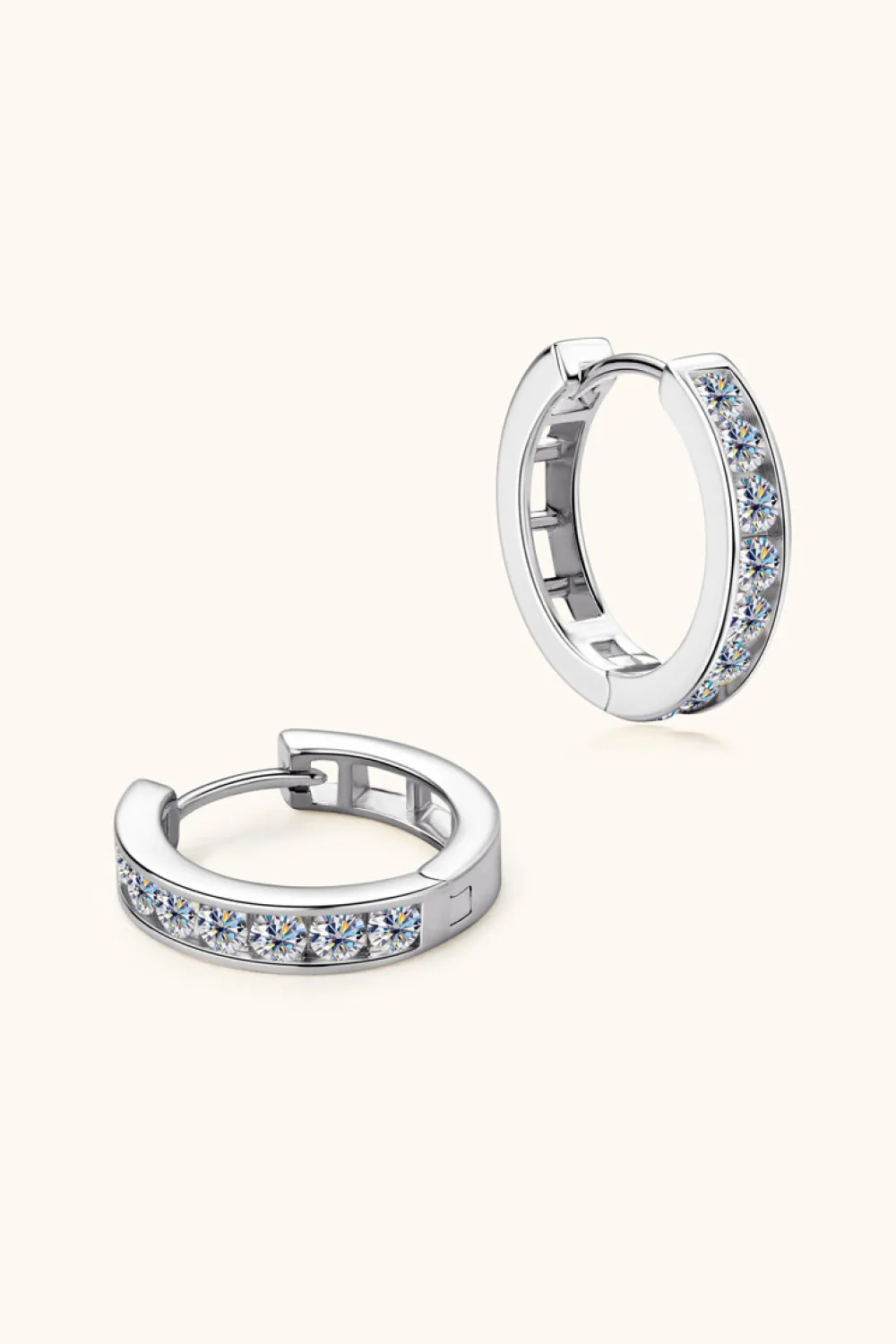Moissanite 925 Sterling Silver Huggie Earrings, image 8