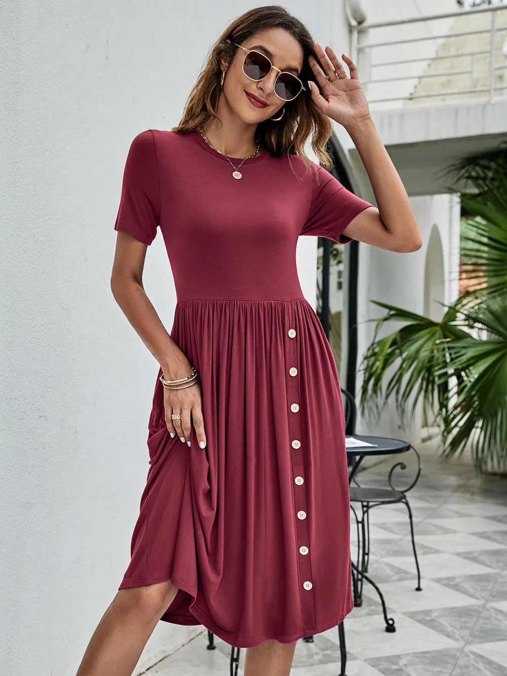 Button Detail Tee Dress with Pockets, image 13