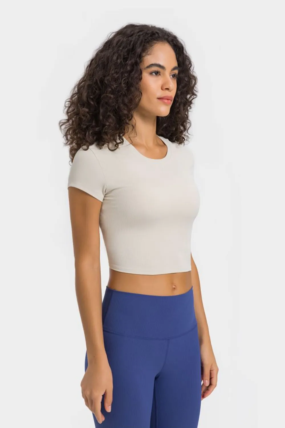 Round Neck Short Sleeve Cropped Sports T-Shirt, image 15