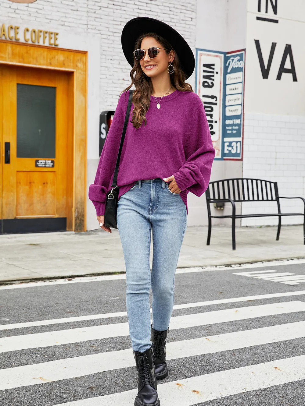 Round Neck Ribbed Trim Sweater, image 9