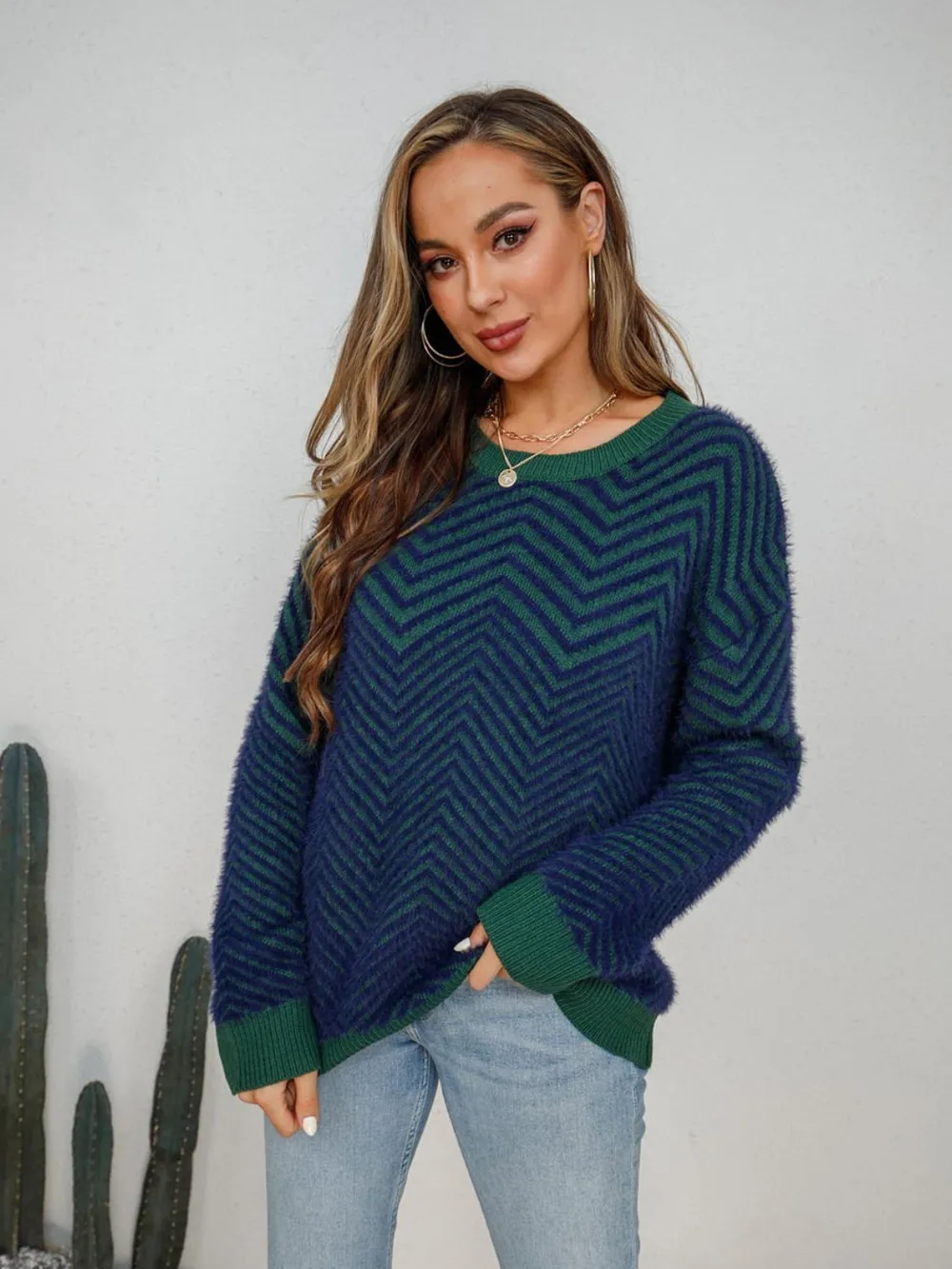 Round Neck Long Sleeve Sweater, image 2
