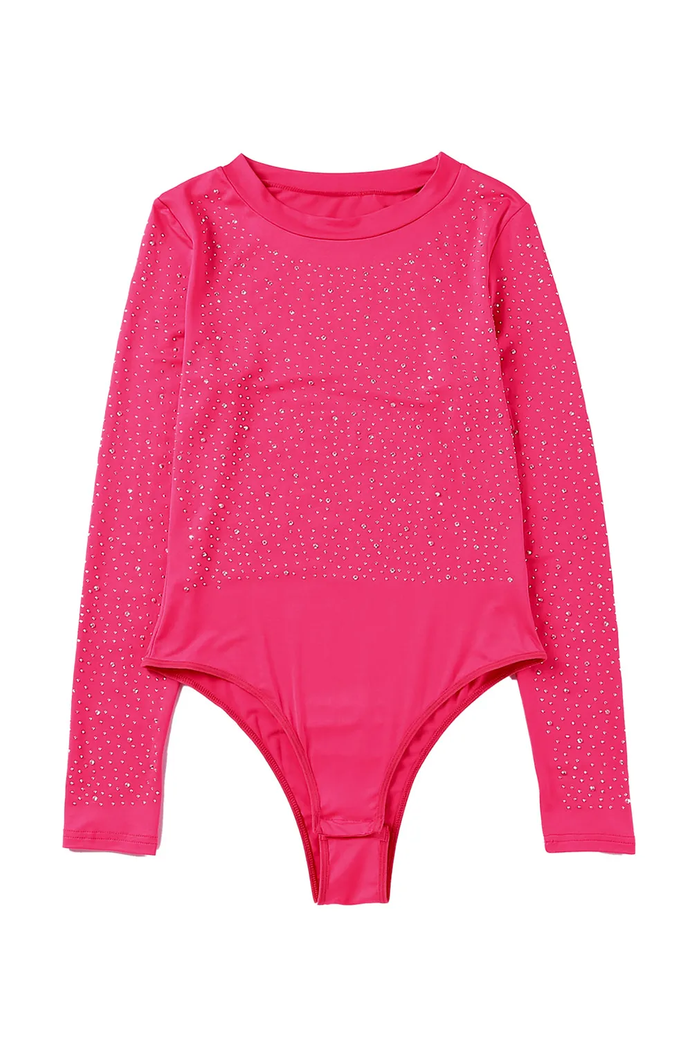 Rhinestone Round Neck Long Sleeve Bodysuit, image 9