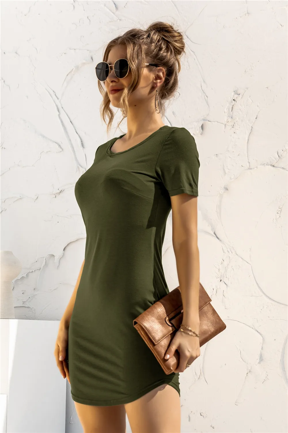 Round Neck Short Sleeve Mini Dress, image 12