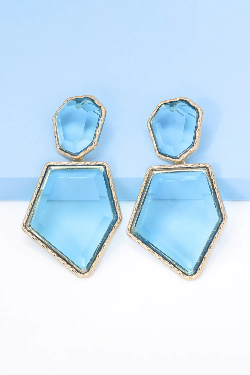 Geometrical Shape Zinc Alloy Frame Resin Dangle Earrings, image 13