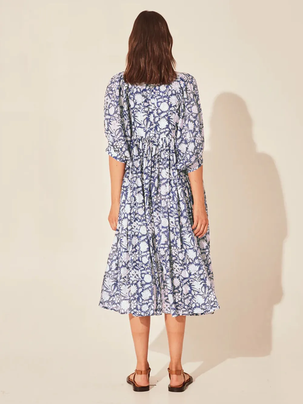 Floral Tie Neck Lantern Sleeve Dress, image 15