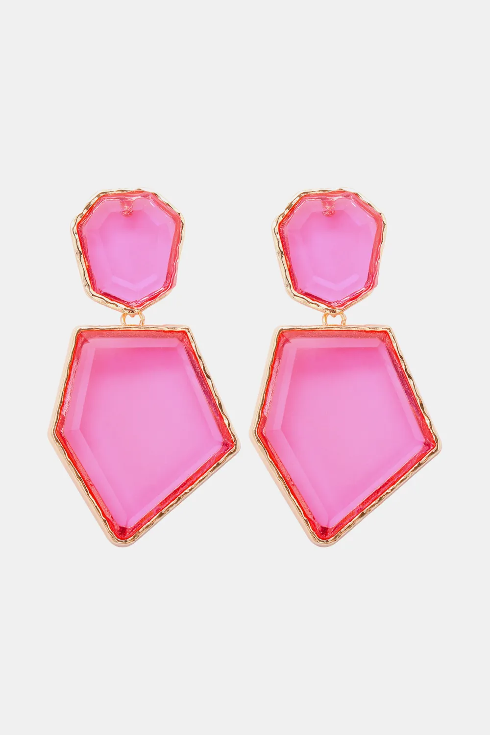 Geometrical Shape Zinc Alloy Frame Resin Dangle Earrings, image 4