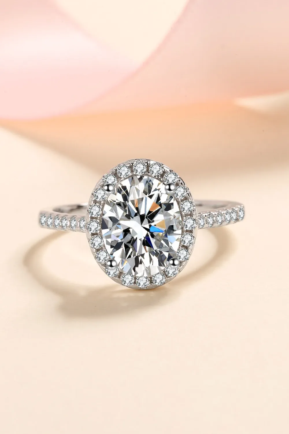 2 Carat Moissanite 925 Sterling Silver Halo Ring, image 3