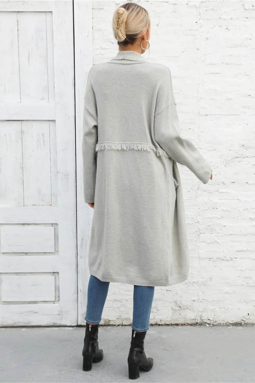 Open Front Pocketed Cardigan, image 10
