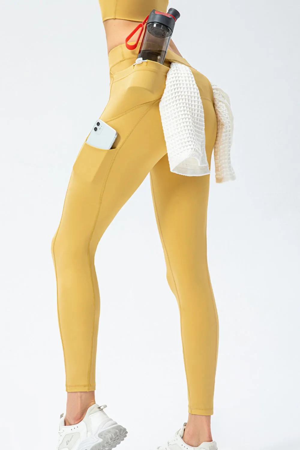 Full Size Slim Fit High Waist Long Sports Pants with Pockets, image 2