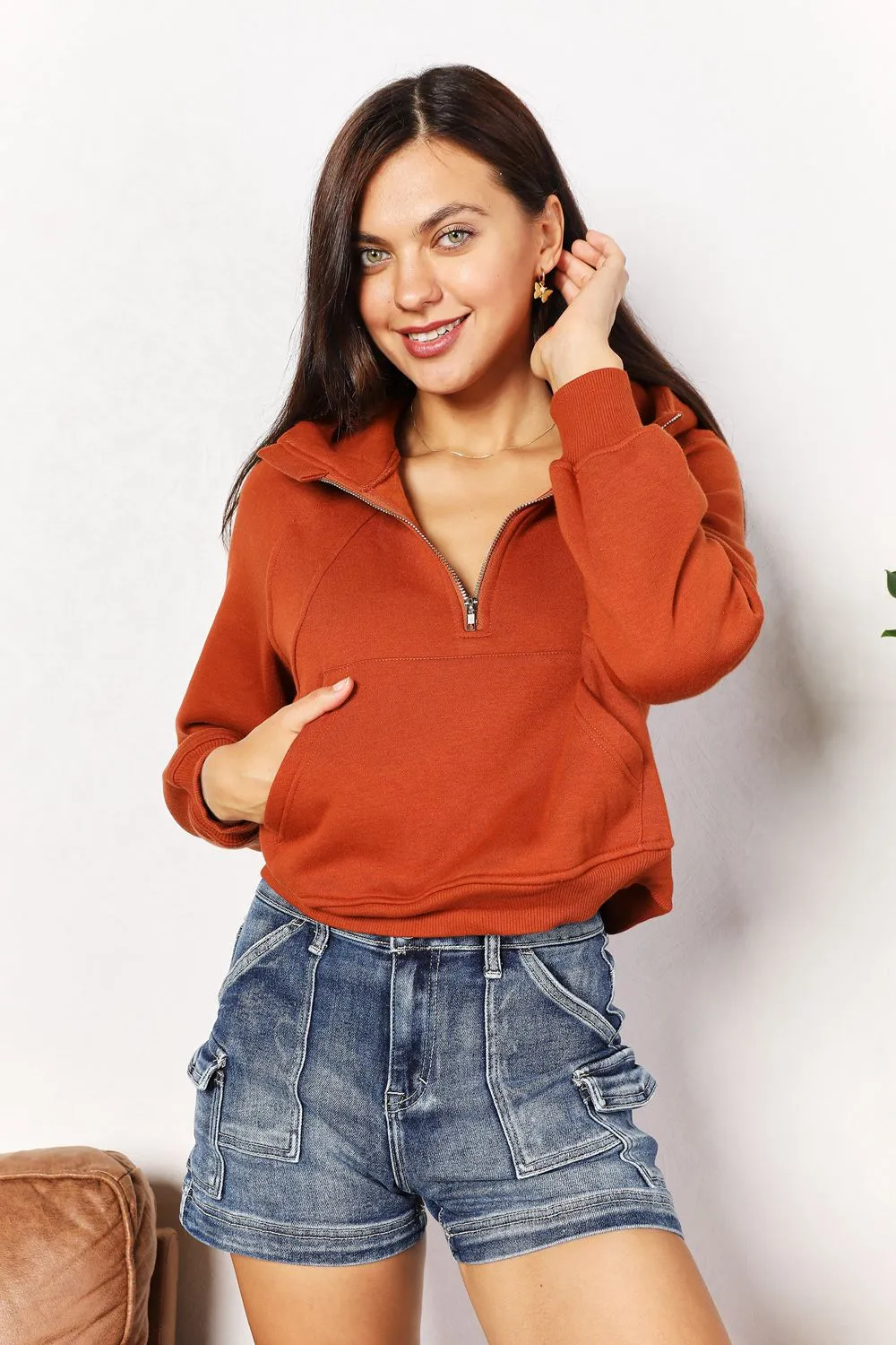 Half-Zip Long Sleeve Hoodie, image 11