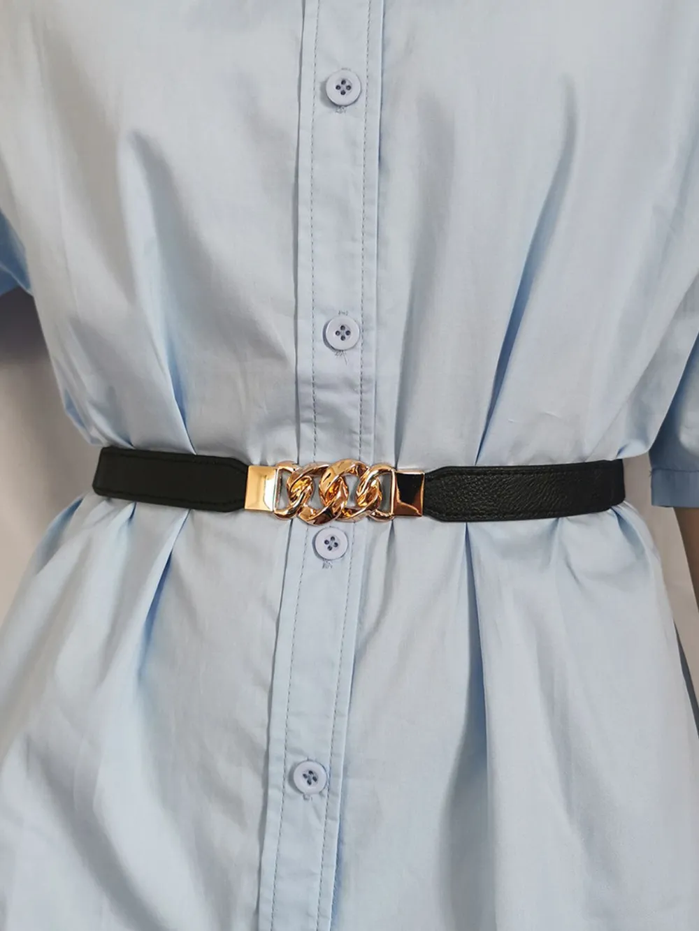 Zinc Alloy Buckle Elastic PU Belt, image 2