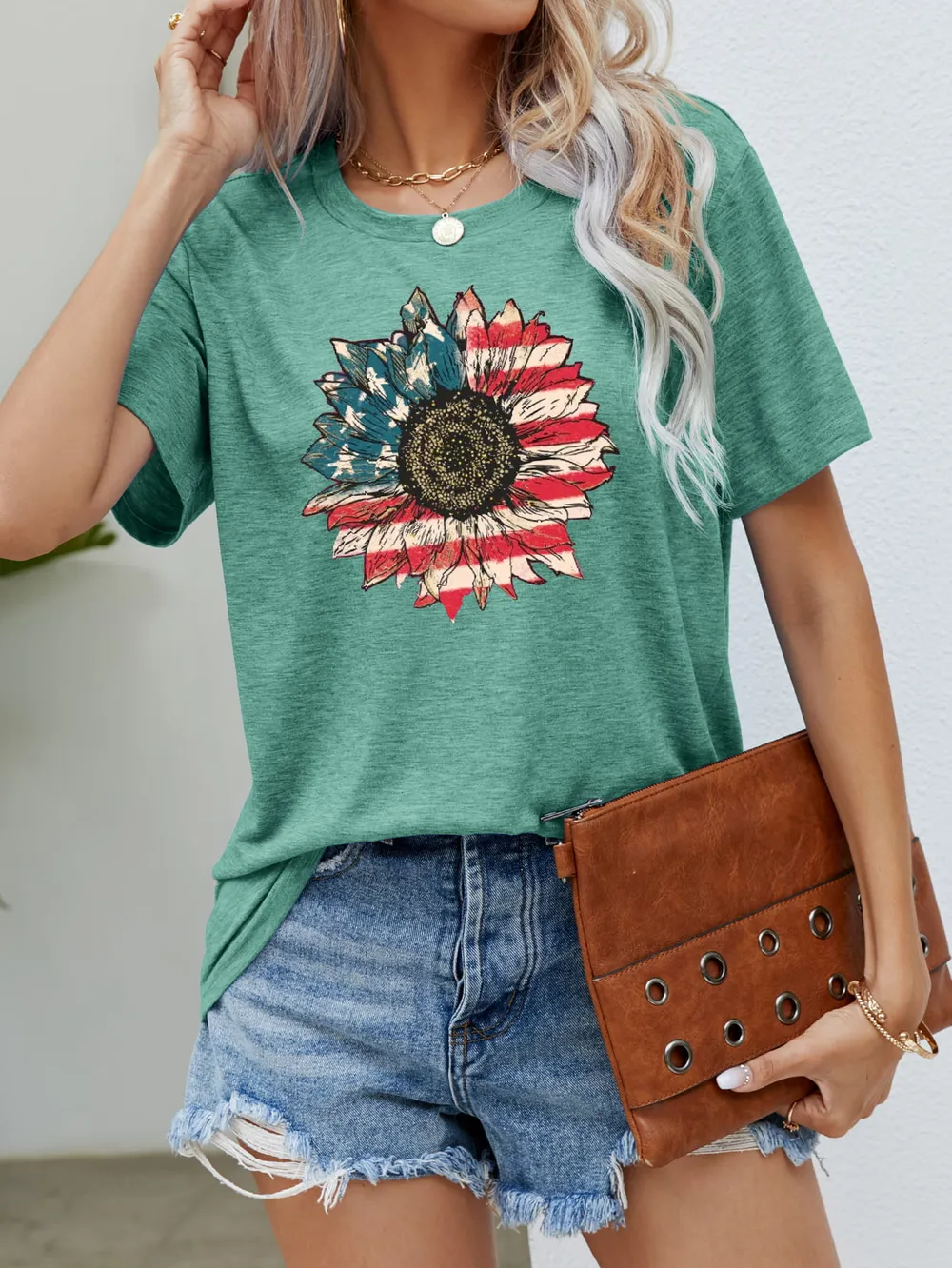 US Flag Flower Graphic Tee, image 13