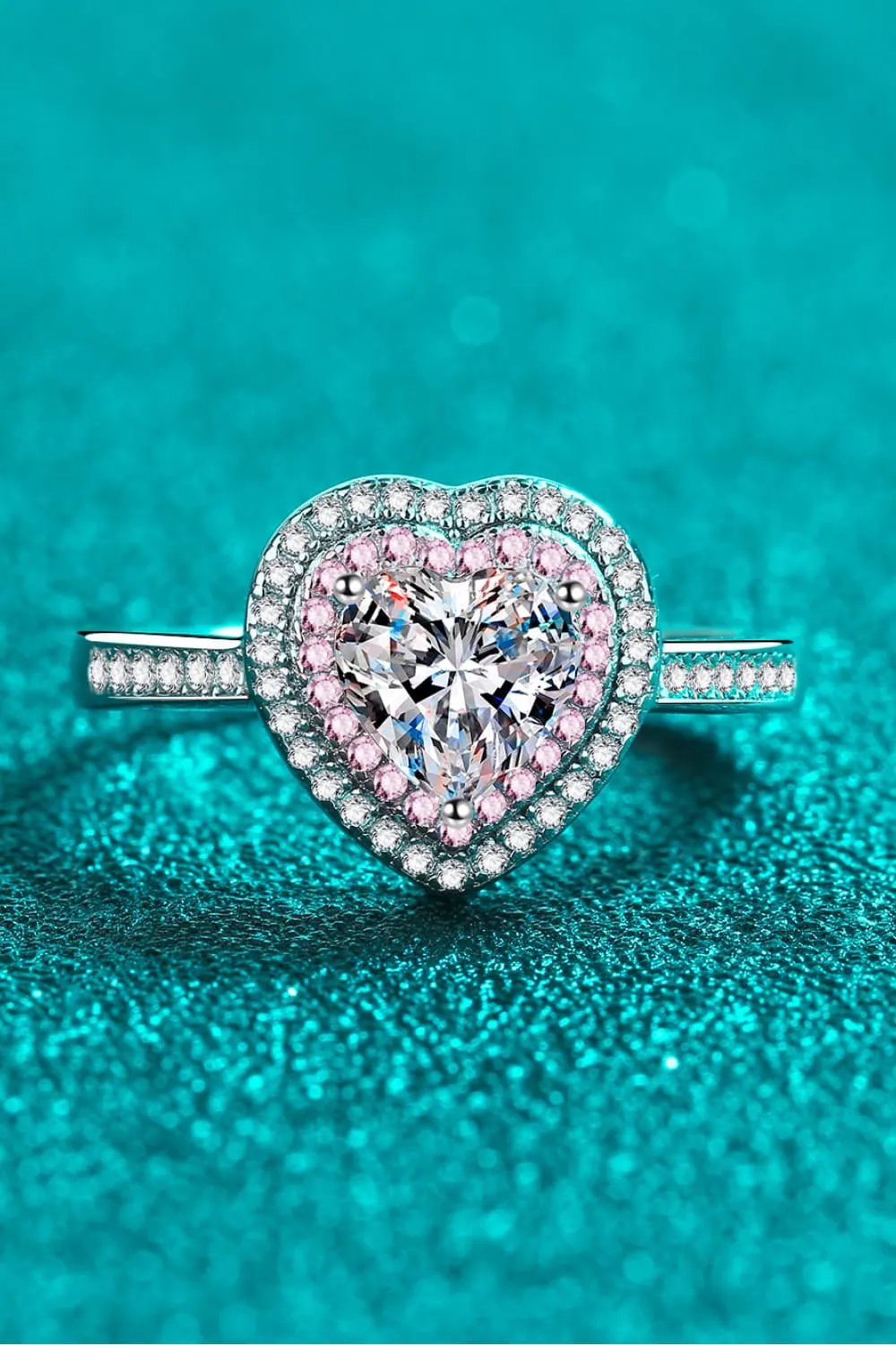 1 Carat Moissanite Heart 925 Sterling Silver Ring, image 4