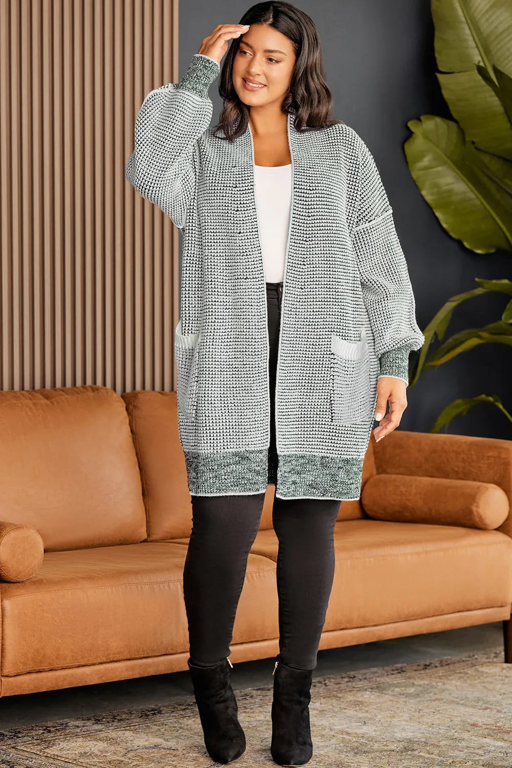 Plus Size Open Front Longline Cardigan, image 3