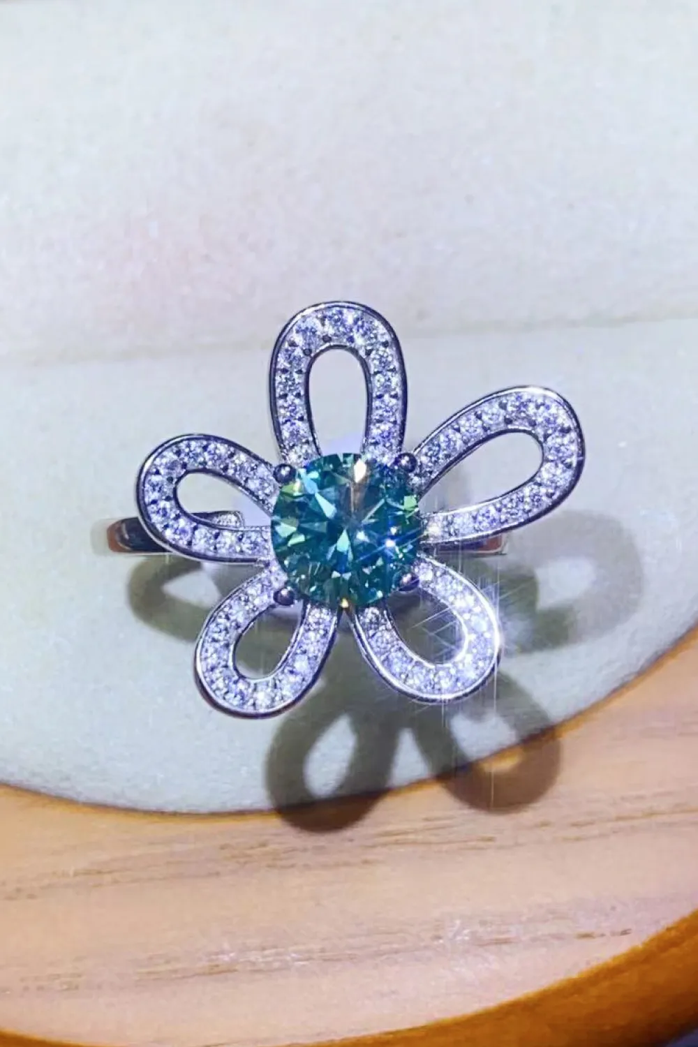 1 Carat Moissanite Flower Shape Open Ring, image 8