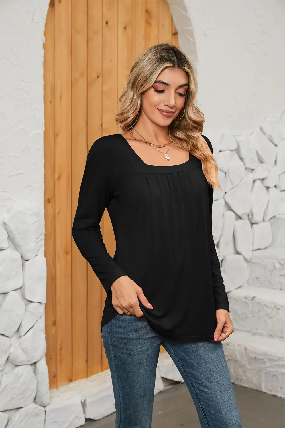 Square Neck Long Sleeve T-Shirt, image 7