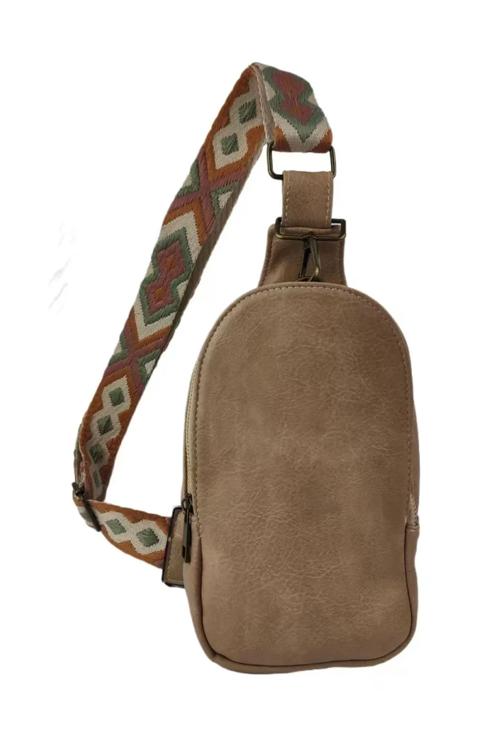 Random Pattern Adjustable Strap PU Leather Sling Bag, image 17