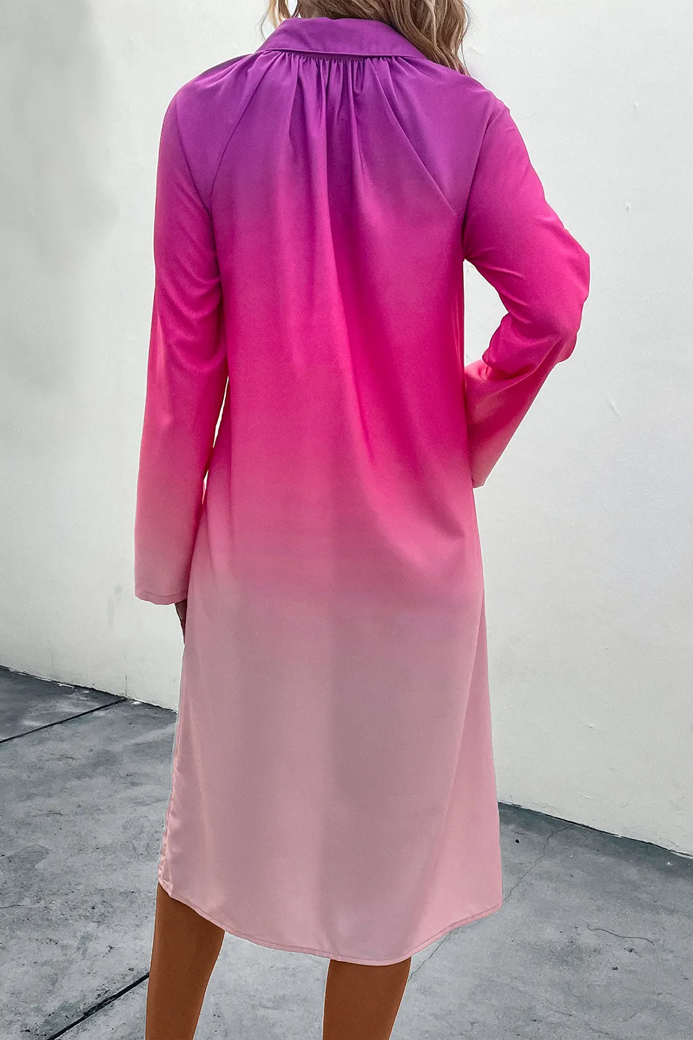 Gradient Long Sleeve Shirt Dress, image 4