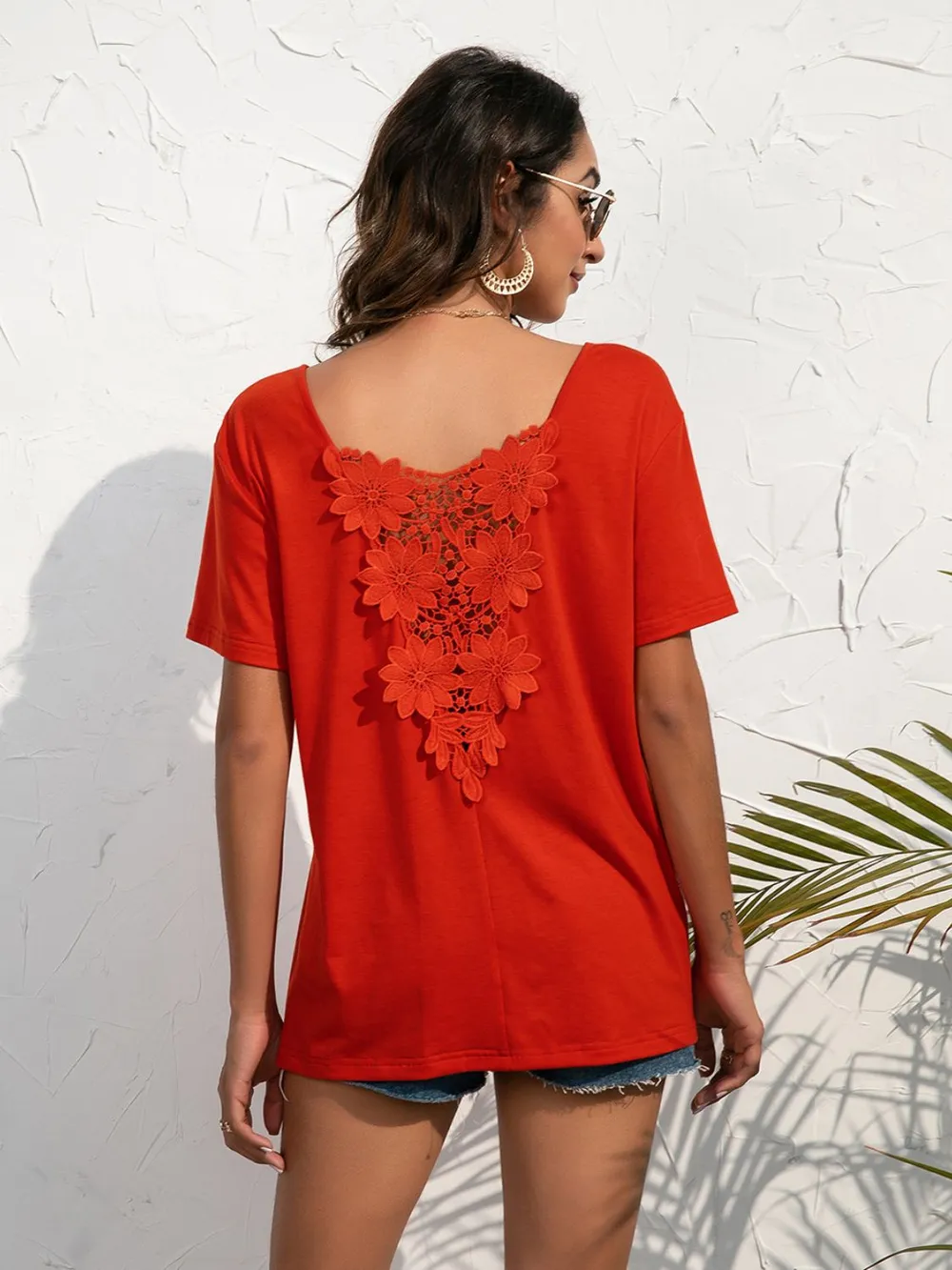 Lace Trim Short Sleeve Top, image 10